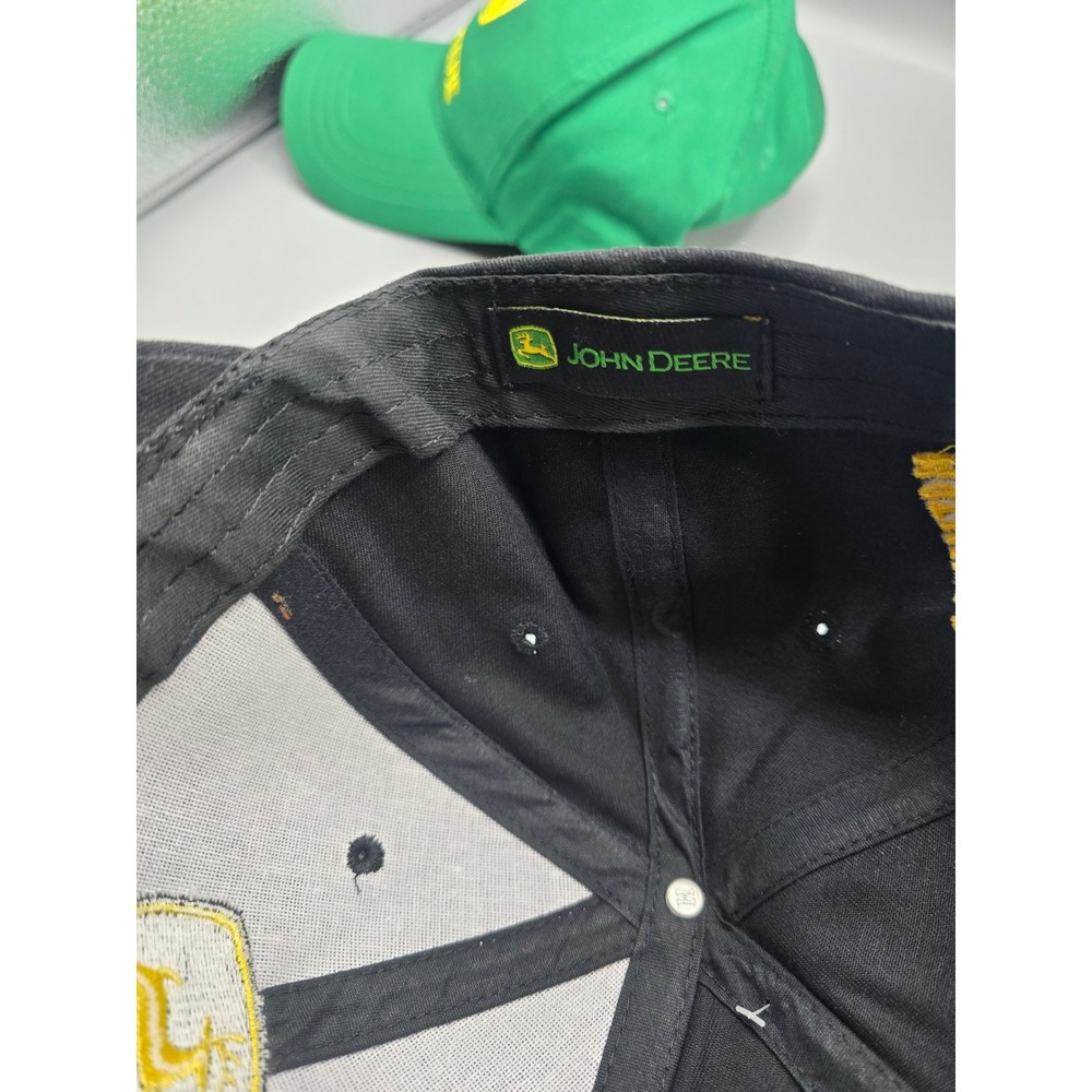John Deere Baseball Cap Bundle Green and Black Embroidered Logo Hats 2 Pack - Picture 14 of 14